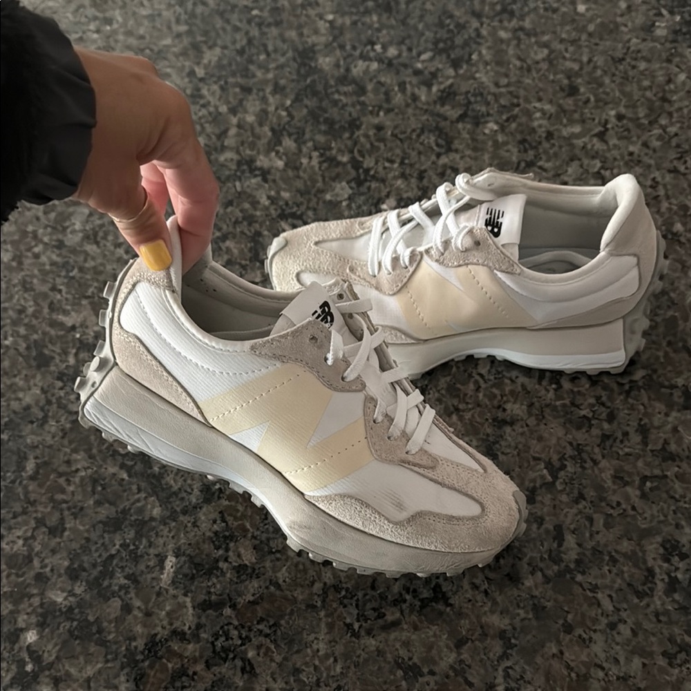New Balance Women's White and Cream Sneakers